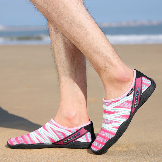 AquaFlex ProGrip Water Shoes in use on dry trail terrain – durable and breathable for outdoor hikes